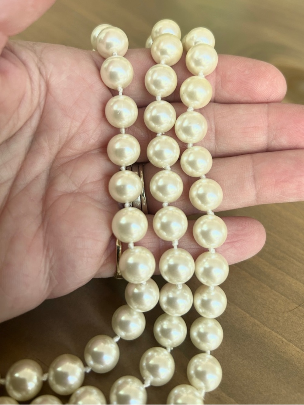 Vtg CAROLEE Majestic Pearl Necklace 3 Strand Knotted High End Art Deco 18” 13 mm - Picture 11 of 11